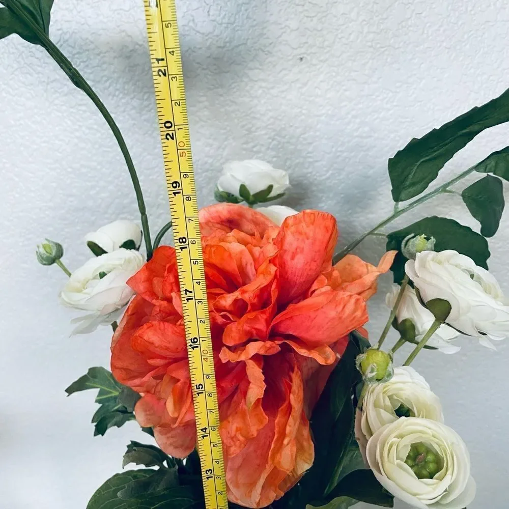Spring Summer Floral Orange Peony Green Vase Arrangement